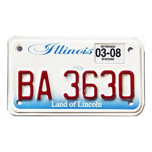 2008 Illinois Motorcycle License Plate #BA3630