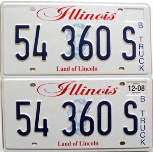 2008 Illinois Truck License Plates Pair #54360S
