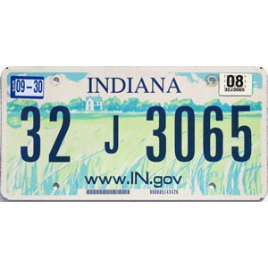 2008 Indiana License Plate #32J3065