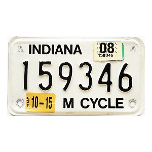 2008 Indiana Motorcycle License Plate #159346