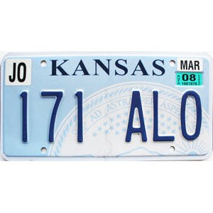 2008 Kansas License Plate #171ALO