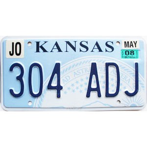 2008 Kansas License Plate #304ADJ