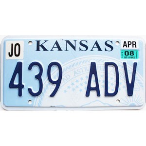2008 Kansas License Plate #439ADV