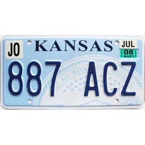 2008 Kansas License Plate #887ACZ