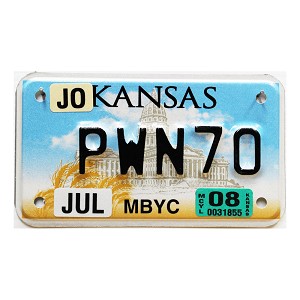 2008 Kansas Moped License Plate #PWN70