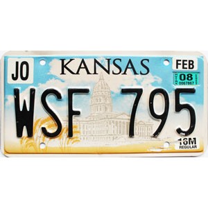 2008 Kansas Truck License Plate #WSF795