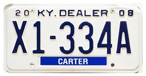 2008 Kentucky Dealer License Plate #X1334A