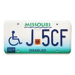 2008 Missouri Disabled License Plate #J5CF