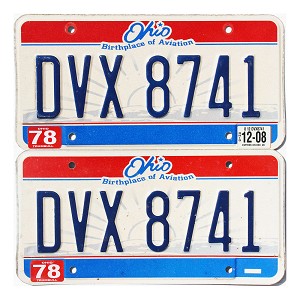 2008 Ohio License Plates Pair #DVX8741