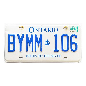 2008 Ontario License Plate #BYMM106