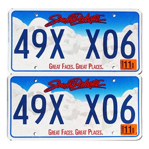 2008 South Dakota License Plates Pair #49XX06