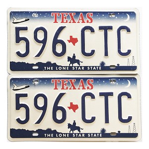 2008 Texas License Plates Pair #596CTC