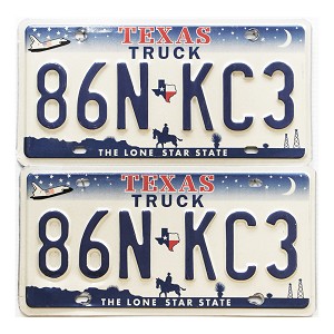 2008 Texas Truck License Plates Pair #86NKC3