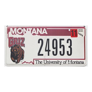 2008 University Of Montana License Plate #24953