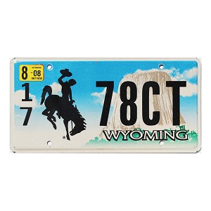 2008 Wyoming License Plate #1778CT