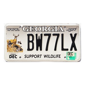 2009 Georgia Wildlife License Plate #BW77LX