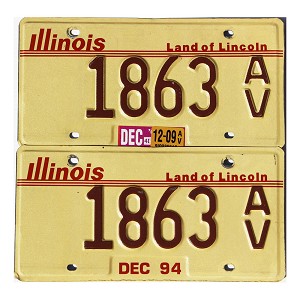 2009 Illinois Antique Vehicle License Plates Pair #1863