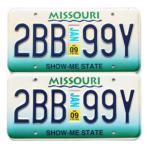 2009 Missouri License Plates Pair #2BB99Y