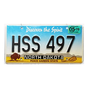 2009 North Dakota License Plate #HSS497