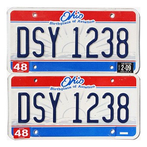 2009 Ohio License Plates Pair #DSY1238