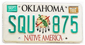2009 Oklahoma License Plate #SQU875
