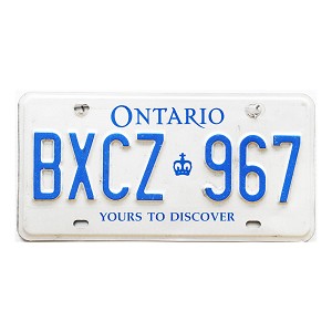 2009 Ontario License Plate #BXCZ967