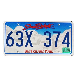 2009 South Dakota License Plate #63X374