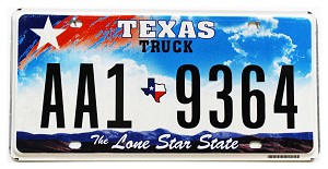 2009 Texas Lone Star Truck License Plate #AA19364