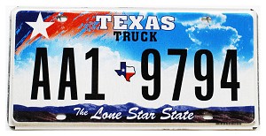 2009 Texas Lone Star Truck License Plate #AA19794