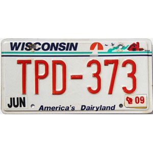 2009 Wisconsin License Plate #TPD373