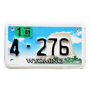 2009 Wyoming Motorcycle License Plate #4276
