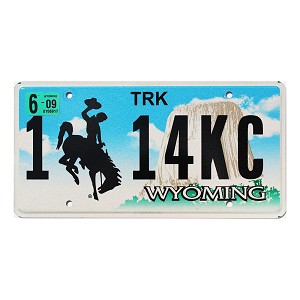 2009 Wyoming Truck License Plate #114KC