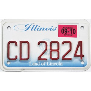 2010 Illinois Motorcycle License Plate #CD2824