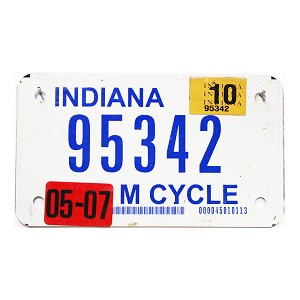 2010 Indiana Motorcycle License Plate #95342