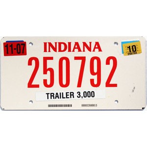 2010 Indiana Trailer License Plate #250792
