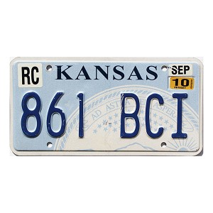 2010 Kansas License Plate #861BCI