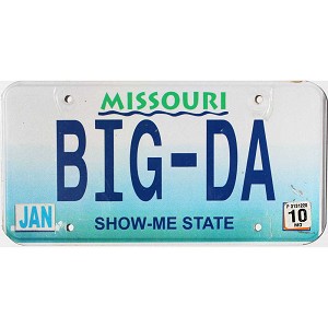 2010 Missouri Vanity License Plate #BIGDA