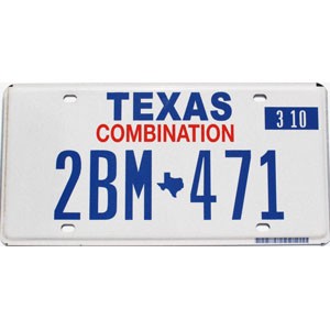 2010 Texas Combination License Plate #2BM471