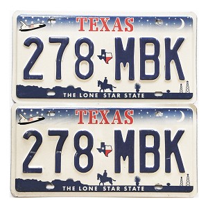 2010 Texas License Plates Pair #278MBK