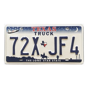 2010 Texas Truck License Plate #72XJF4