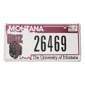 2010 University Of Montana License Plate #26469