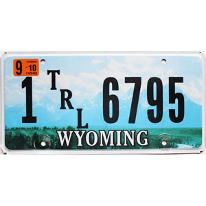2010 Wyoming Trailer License Plate #16795