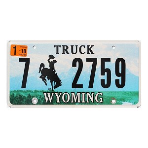 2010 Wyoming Truck License Plate #72759