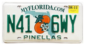 2011 Florida License Plate #N416WY