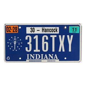 2011 Indiana License Plate #316TXY