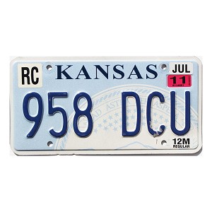 2011 Kansas Truck License Plate #958DCU