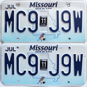 2011 Missouri License Plates Pair #MC9J9W