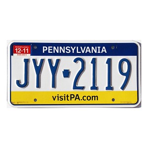 2011 Pennsylvania License Plate #JYY2119