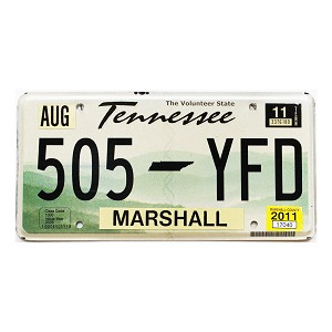 2011 Tennessee License Plate #505YFD