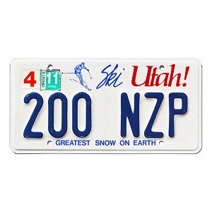 2011 Utah Ski License Plate #200NZP